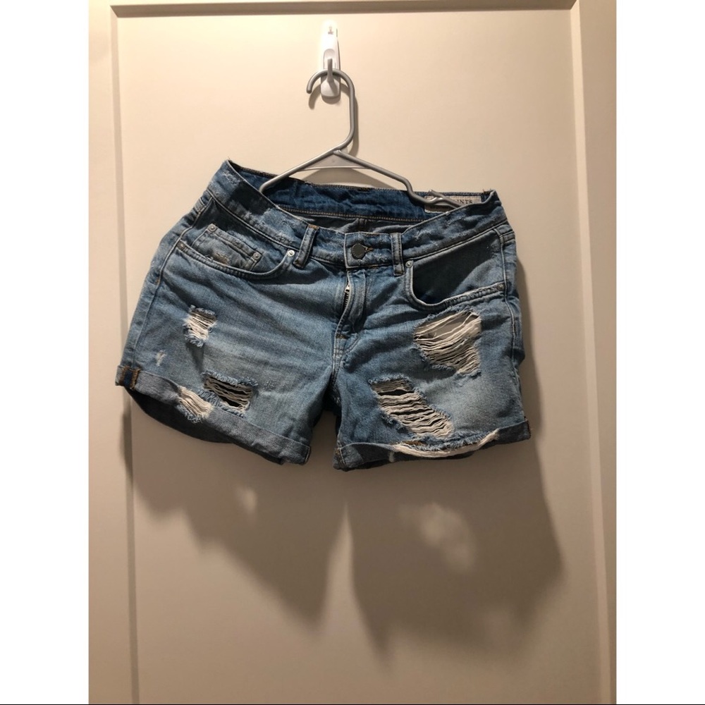 All saints ripped denim shorts size 25